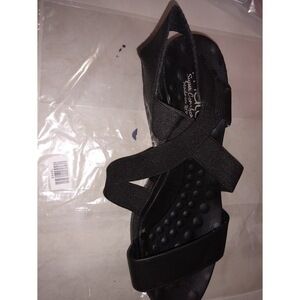 Malu Womens Made In Brazil Cross Band Comfort Wedge Black